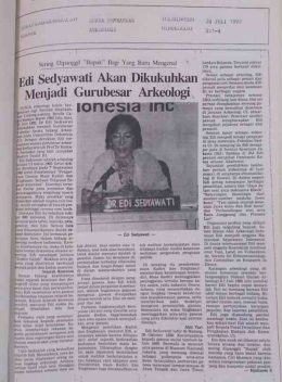 Tulisan saya tentang Ibu Edi Sedyawati di Suara Pembaruan, 24 Juli 1992 (Dokpri)