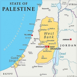 Peta Negara Palestina. Sumber: www.worldatlas.com