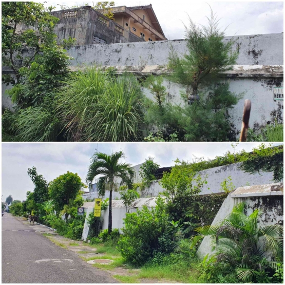 Menyisir pinggir tembok beteng 2 lapis (dokpri)