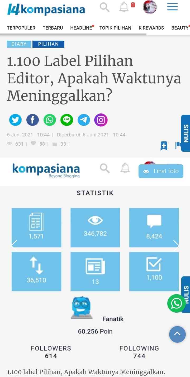 Pencapaian 1.800 Artikel Pilihan Editor Kompasiana Halaman 1 ...