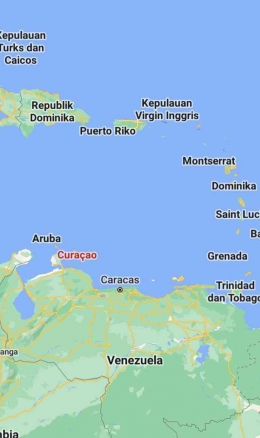 Lokasi negara Curacao (foto: google maps) 