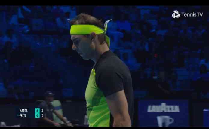 Petenis Spanyol Rafael Nadal langsung kalah di pertandingan pertama ATP Final 2022. Sumber foto : tennistv.com.