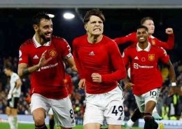 Pemain Manchester United melakukan selebrasi gol yang dicetak oleh Alejandro Ganarcho/Okezone.com