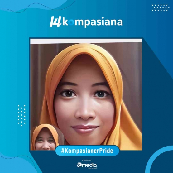 Foto diri yang diolah kembali. Bingkai frame miladnya Kompasiana. Dokpri Yuliyanti