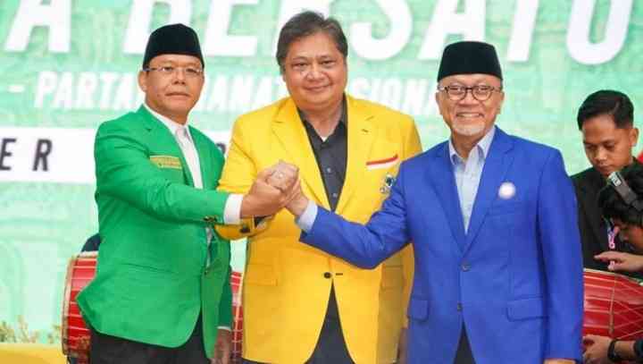 Para Ketua Uumm KIB, Muh. Mardiono PPP, Airlangga Hartarto Golkar dan Zulkifli Hasan PAN, Sumber Foto Riau24.com