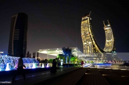 Menara Katara bagian dari kota baru Lusail City untuk Piala Dunia 2022 di Qatar. (Sumber: ANDREJ ISAKOVIC/AFP via Getty Images)