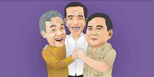Ilustrasi Jokowi menjodohkan Prabowo dan Ganjar untuk berpasangan di Pilpres 2024. Foto : Merdeka.com
