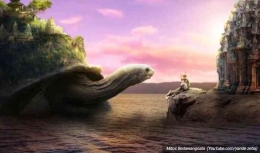Ilustrasi kura-kura raksasa dalam mitologi Bali (Sumber: youtube melalui bali.idntimes.com)