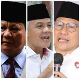 Kolase Prabowo, Ganjar dan Cak Imin, Sumber Foto Harian Terbit