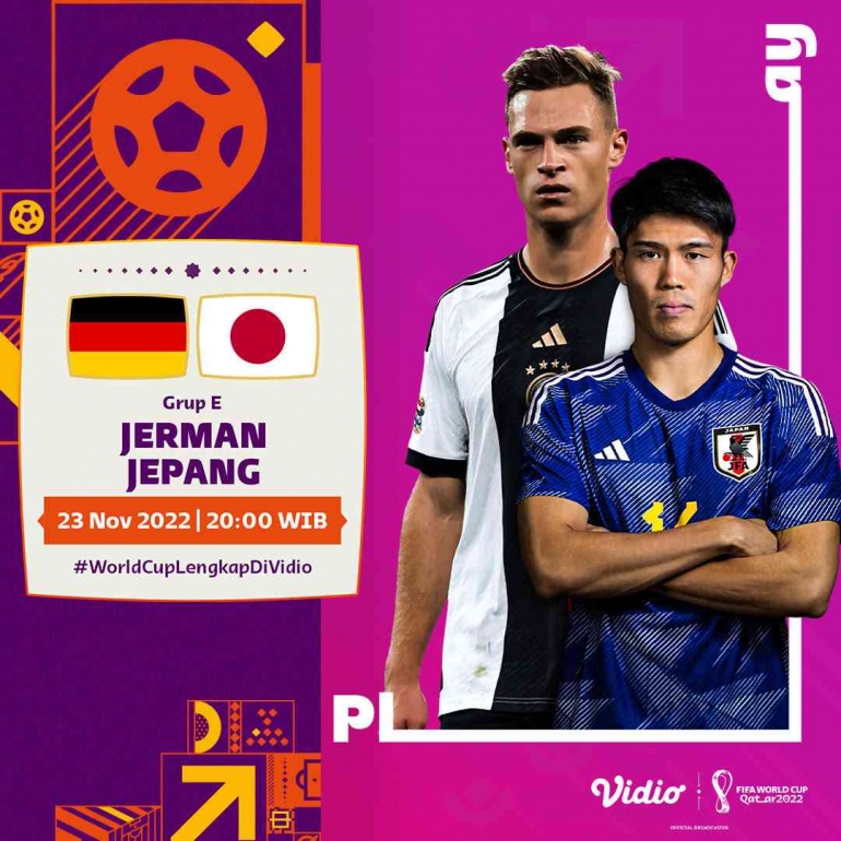 Matchday Pertama Grup E, Jerman vs Jepang pada hari Rabu (23/11), pukul 20.00 WIB (dOK: Vidio FIFA WORLD CUP 2022)