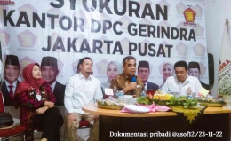 Sekjen DPP Partai Gerindra, Ahmad Muzani, di acara Syukuran Kantor DPC Partai Gerindra, Jakarta pusat. Foto :asof12