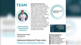 Maharsyalfath Izlubaid Qutub Maulasufa, founder dan CEO Flemmo Enterprise Music masuk grand final nasional Entrepreneurship World Cup (EWC) 2022 (Dokpri)