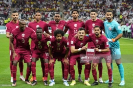 Tim nasional Qatar pada penampilan perdana mereka di Piala Dunia, 20 November 2022. (Sumber: Ayman Aref/NurPhoto via Getty Images)
