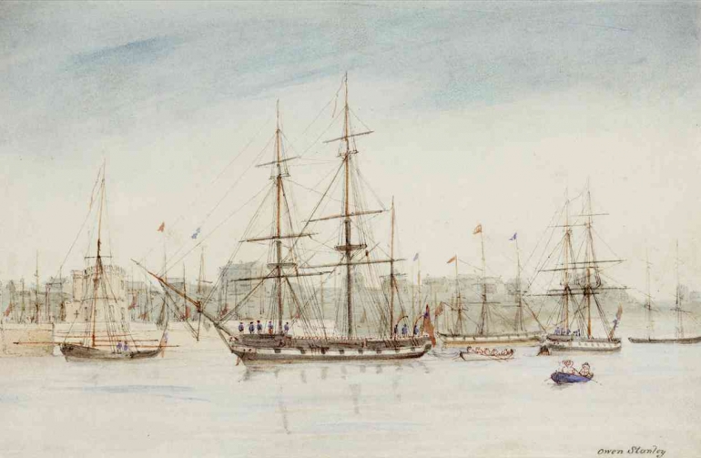 HMS Beagle saat bersandar di pelabuhan Sydney. Sumber: Royal Museums Greenwich