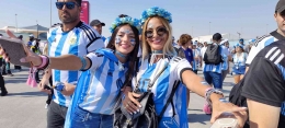 Alin salah satu suporter wanita cantik Argentina yang datang untuk mendukung Lionel Messi dkk (Dokumen pribadi)