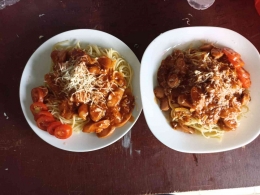 Menu Spaghetti Sosis|foto: dok. Ibu Guru Icha