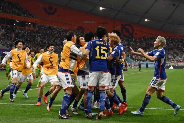 Selebrasi tim Jepang saat lawan Jerman di Piala Dunia 2022. (Sumber Foto: FIFA)
