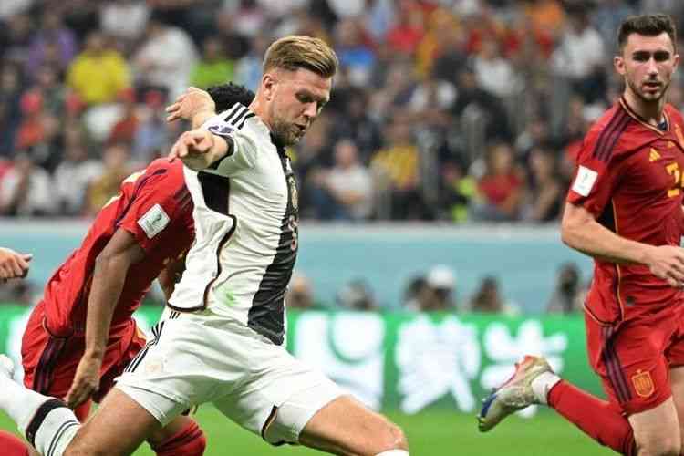 Penyerang Jerman Niclas Fullkrug dalam laga versus Spanyol (Sumber: kompas.com)