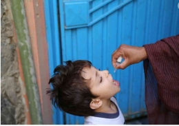 Ilustrasi pemberian vaksin poluo secara oral (polioeradication.org)