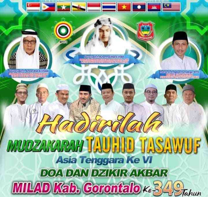 Poster kegiatan Muzakarah Tauhid Tasawuf Asia Tenggara ke-6 & Milad Kab. Gorontalo (Foto: Sekretariat Majelis Pengkajian Tauhid Tasawuf Indonesia)