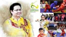 Ketua Umum Wushu Indonesia Airlangga Hartarto dan Kejuaraan Dunia Wushu Junior VIII 2022. (Foto: Wushu Indonesia).