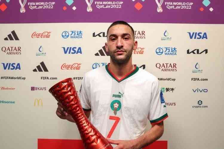 Hakim Ziyech, pemain Maroko. Foto: twitter @actufoot_ / bolasport.com