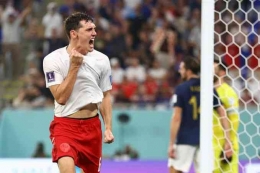 Selebrasi gol Andreas Christensen seusai jebol gawang Prancis di Piala Dunia 2022/ foto: AlJazeera.com