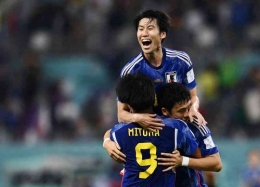 Timnas Jepang saat mengalahkan Jerman 2-1 di Piala Dunia 2022. (Foto: Reuters) 