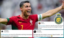 Ronaldo berseragam Portugal dan dilabeli caption tentang kepindahannya ke Al-Nassr | (foto: dailymail.co.uk)