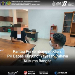 Didik PK Bapas Surakarta mengunjungi 'RN' di Yayasan Cahaya Kusuma Bangsa (1/12). Dokpri