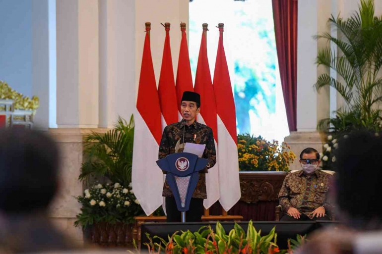 Presiden Jokowi meresmikan PT Bank Syariah Indonesia tbk., Senin (1/2/2021) siang, di Istana Negara, Jakarta. (Foto: Humas/Ibrahim)