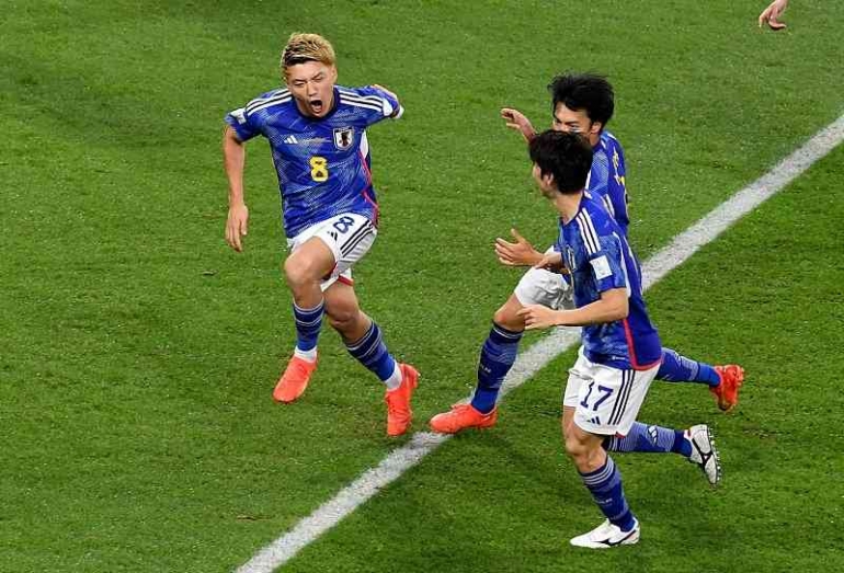 Kegembiraan pemain Jepang. (Foto: Reuters)