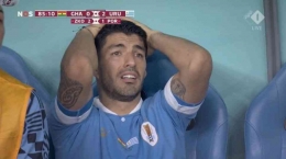 Kekecewaan Luis Suarez. Sumber gambar: twitter.com/TheGhanaWeb