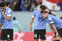 Pemain Uruguay lesu usia dipastiakn tersingkir dari piala dunia 2022/goal.com