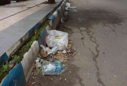 Tumpukan sampah di pinggir jalan area CFD di Ponorogo (Dokumen pribadi)