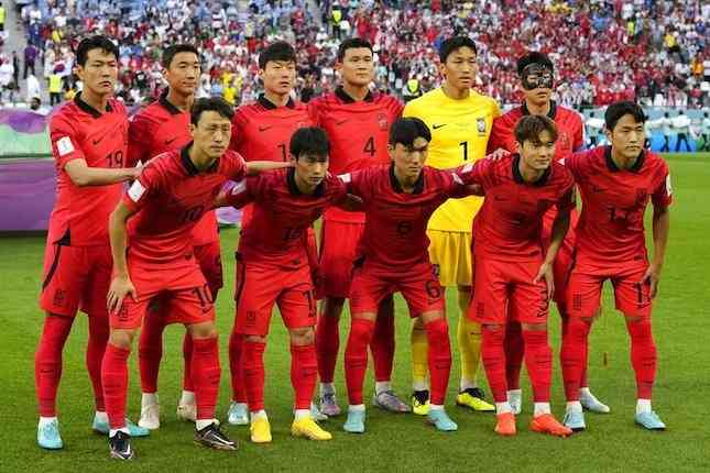 Skuad Timnas Korea Selatan kerika akan melawan Portugal di babak penentuan penyisihan Group (sumber foto : Bola.net)
