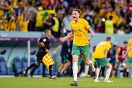 Pemain Australia merayakan lolos ke babak 16 besar Piala Dunia Qatar 2022 ( Foto : Facebook FIFA World Cup )