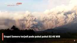 Erupsi Gunung Semeru Minggu, 04 Desember 2022 (Sumber YouTube Kompas.com