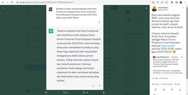 Tangkapan Layar Cuitan Mas Ismail Fahmi (Dok. Pribadi)