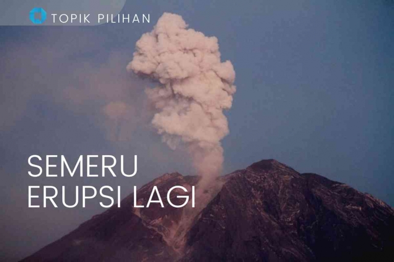 Ilustrasi: Gunung Semeru mengeluarkan material vulkanis (Diolah kompasiana dari: ANTARA FOTO/Umarul Faruq)