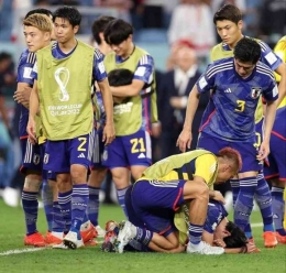 Kesedihan pemain Jepang setelah kalah dari Kroasia. Doc FifaWorldCup