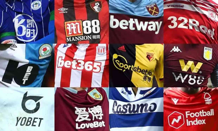 Klub sepak bola dengan sponsor perusahaan judi online. Sumber: getty images/shutter stock/PA/www.theguardian.com