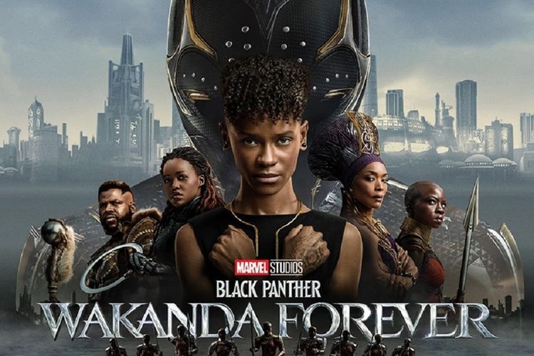 Poster film Black Panther: Wakanda Forever yang disutradarai Ryan Cogler dan diproduksi Marvel Studios.(MARVEL STUDIOS via kompas.com)
