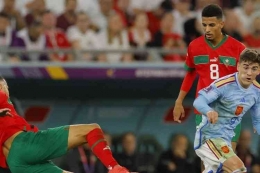 Maroko vs Spanyol. (foto: AFP/ODD ANDERSEN dipublikasikan kompas.com)