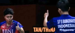 Apriani/Fadia dikalahkan ZZ, WD unggulan dua dari China (0-2). (Foto PBSI/Badminton Indonesia) 
