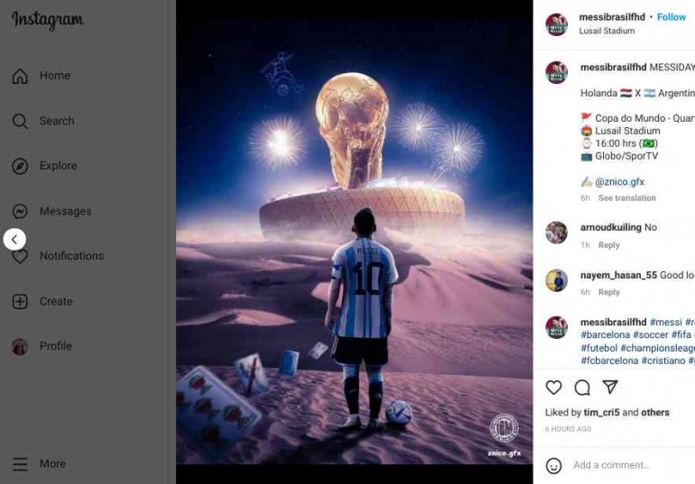 Impian terbesar Messi jadi Juara Piala Dunia (Sumber : IG @messibrasilfhd)