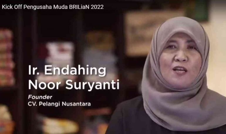 Ir.Endahing Noor Suryanti founder CV Pelangi Nusantara I Sumber Foto : Channel Youtube BRI