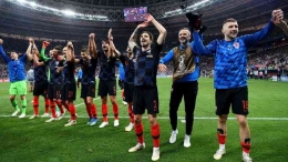 Pemain Kroasia merayakan kemenangan usai menang lawan Inggris di semifinal Piala Dunia 2018/foto: FIFA.com