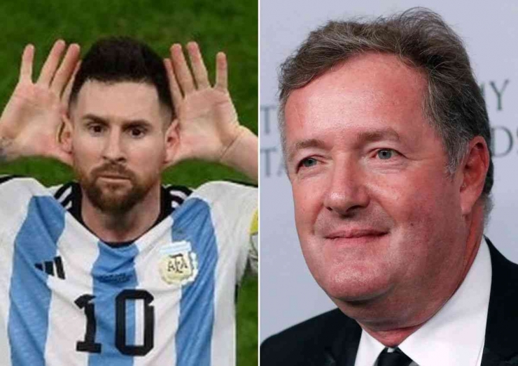 Lionel Messi (kiri) dan Piers Morgan (kanan). (AFP/ FRANCK FIFE via Kompas.com | Pressgazette.co.uk)