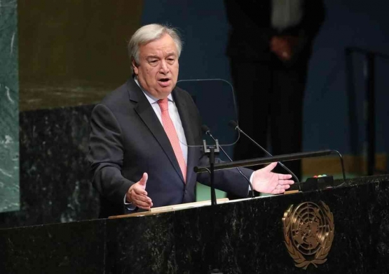 Antonio Guterres, UN Secretary General, on 25 September 2018 speaking about LGBT. Source: REUTERS/Shannon Stapleton